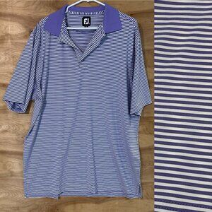 FJ Footjoy Polo Shirt Mens XL purple Striped Short Sleeve Stretch Golf athletic